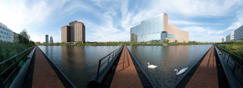 Kantoren aan het water in het Rivium Rotterdam